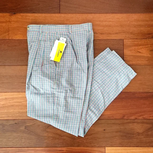 NWT Vintage Liz Claiborne Sport Red/green/blue plaid on tan trousers. Size 2P. - Picture 1 of 5